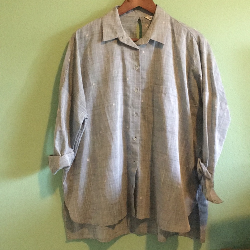 Zara star embroidered button up